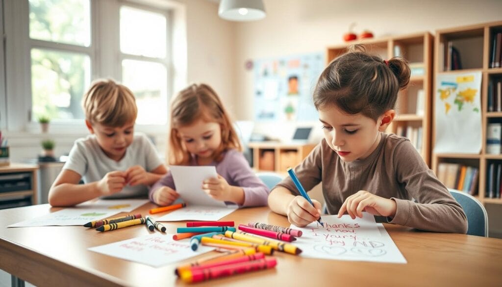 Children Creating Teacher Thank You Notes